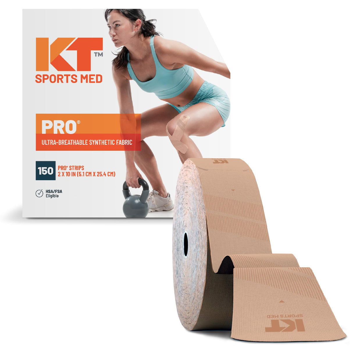 KT Tape, Sports Med, PRO 150 Strip 10", Precut, Stealth Beige