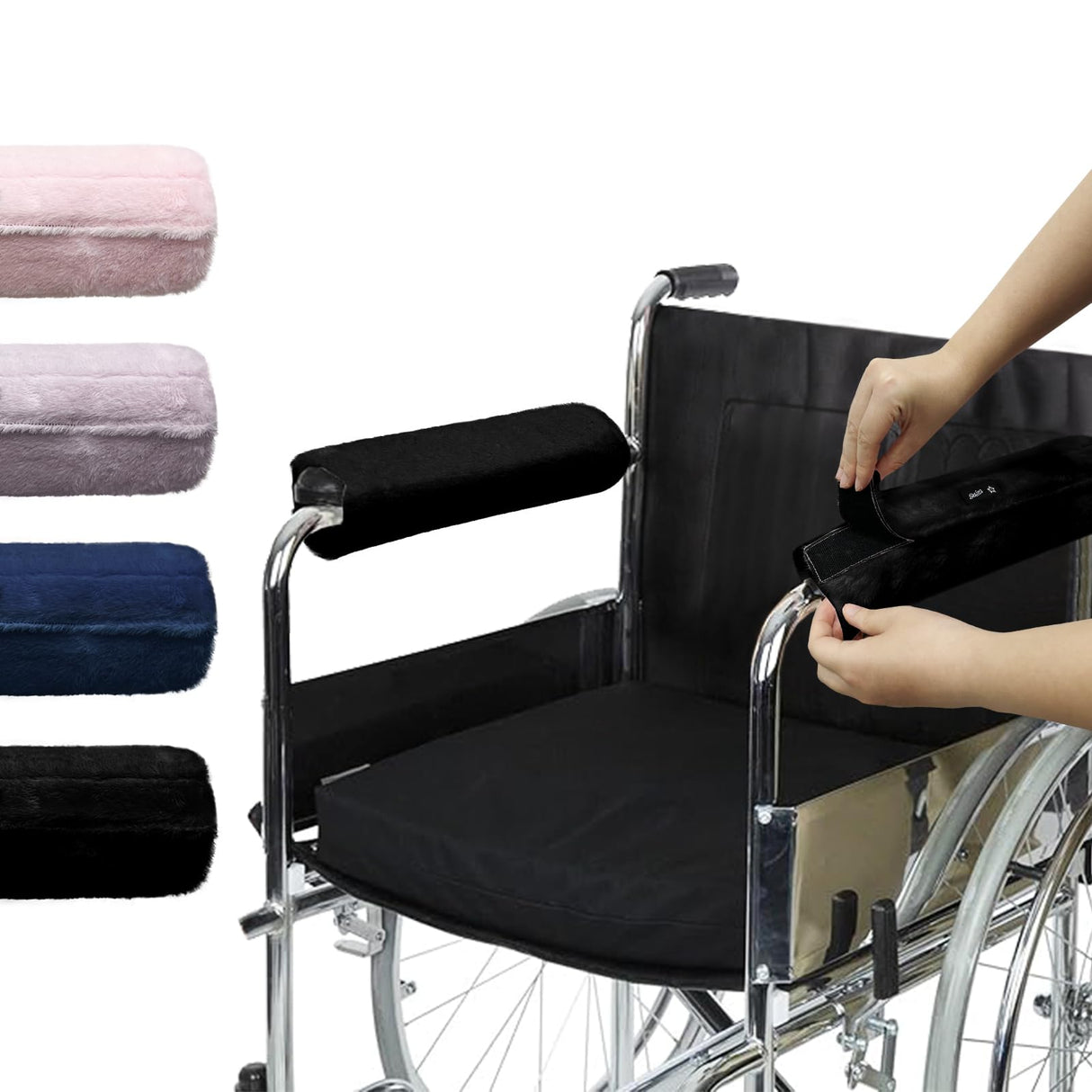 SPRING SEAON Wheelchair Armrest Covers 2 Pack Soft Memory Foam Wheelchair armrest Pads Wicking Washable for Office Transport Chair (Black)