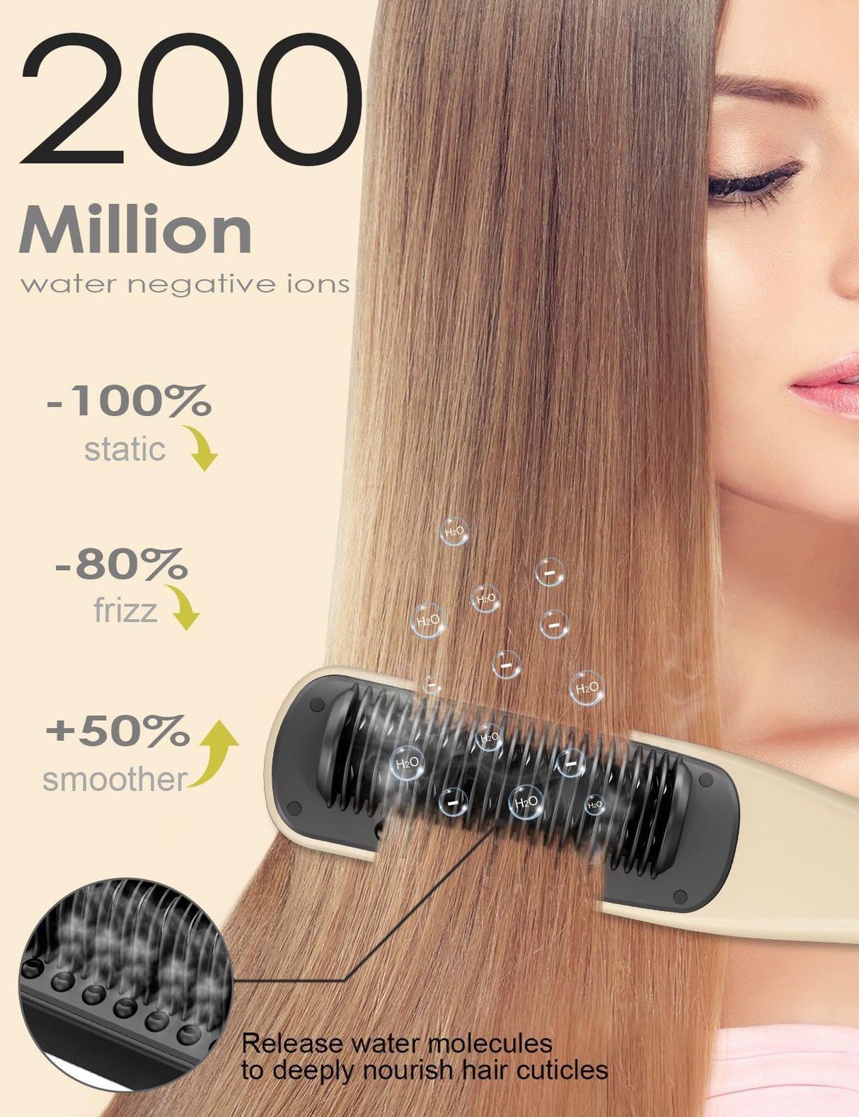 Hair Straightener Brush,Venxis Straightening Comb with Steam, 3 Temp Settings & 20s Fast Heating, 120 Voltage&30-Minute Auto Shut-Off, Steam Design for Hair Treatment