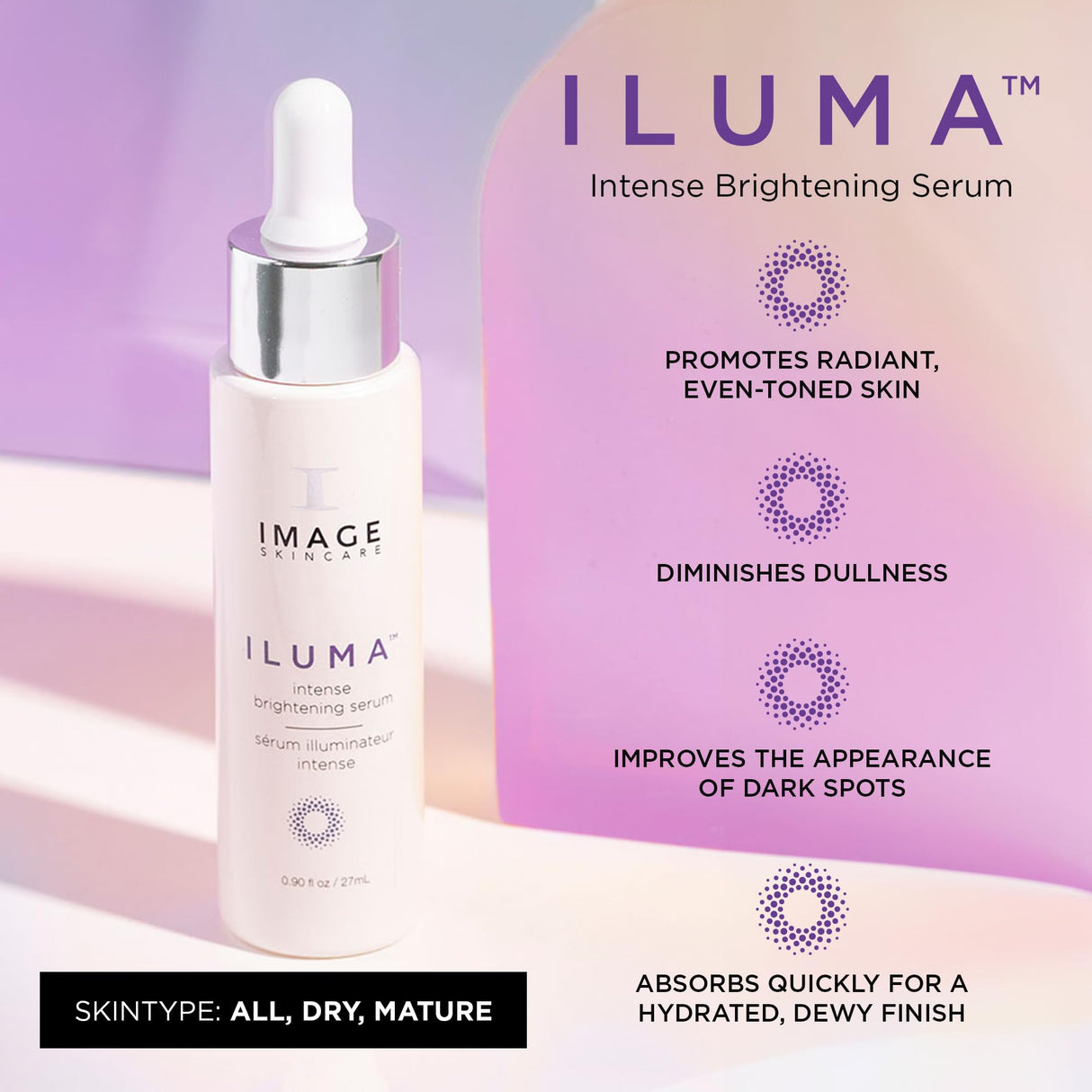 IMAGE Skincare, ILUMA Intense Brightening Serum, Helps Reduce Appearance of Dark Spots & Facial Pigmentation for Even Skin Tone, 0.9 fl oz