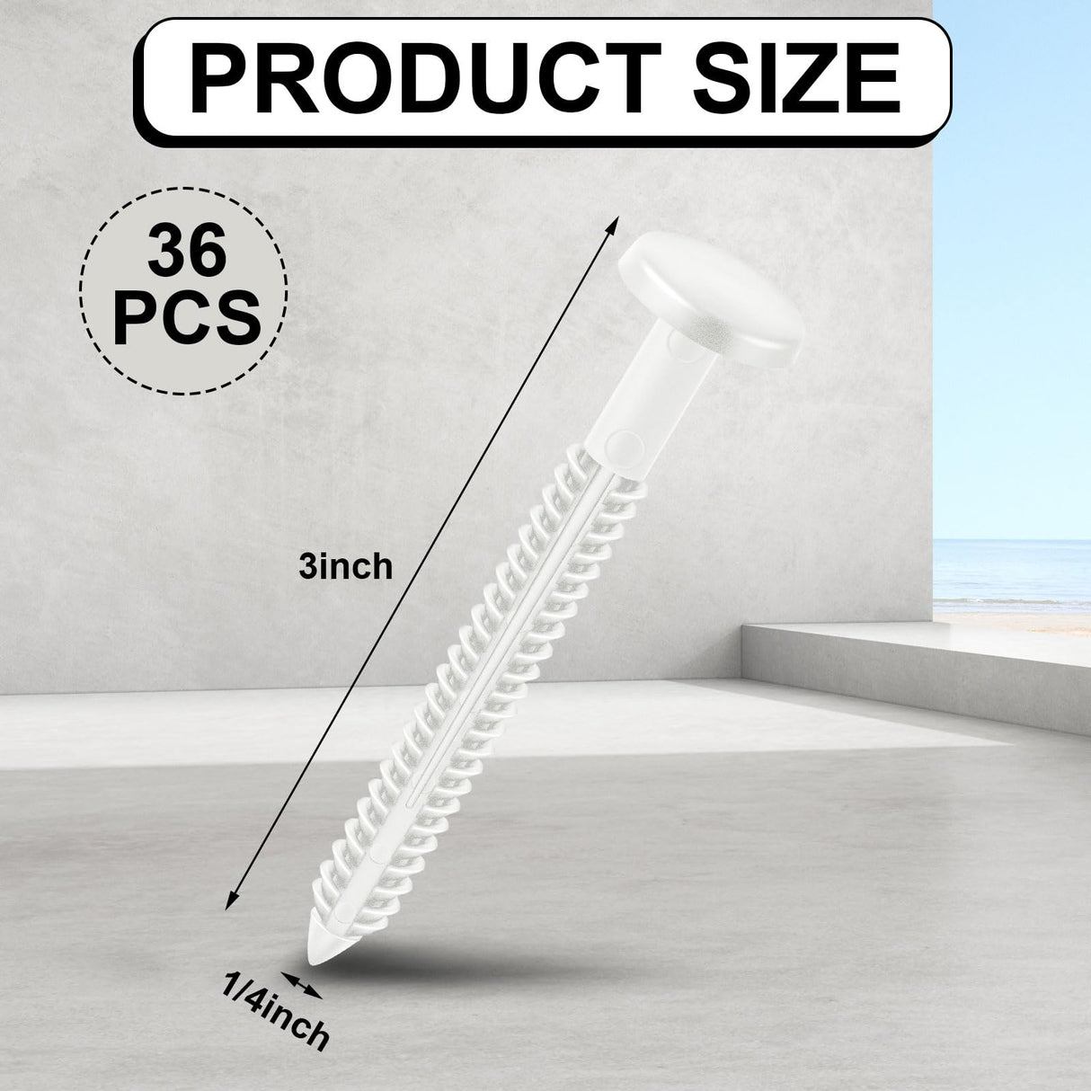 Blulu 36 Pcs 3 Inch Vinyl Shutter Fastener Window Panel Peg Lok Pin Pegs Screws Shutter Spikes Anchor (White)