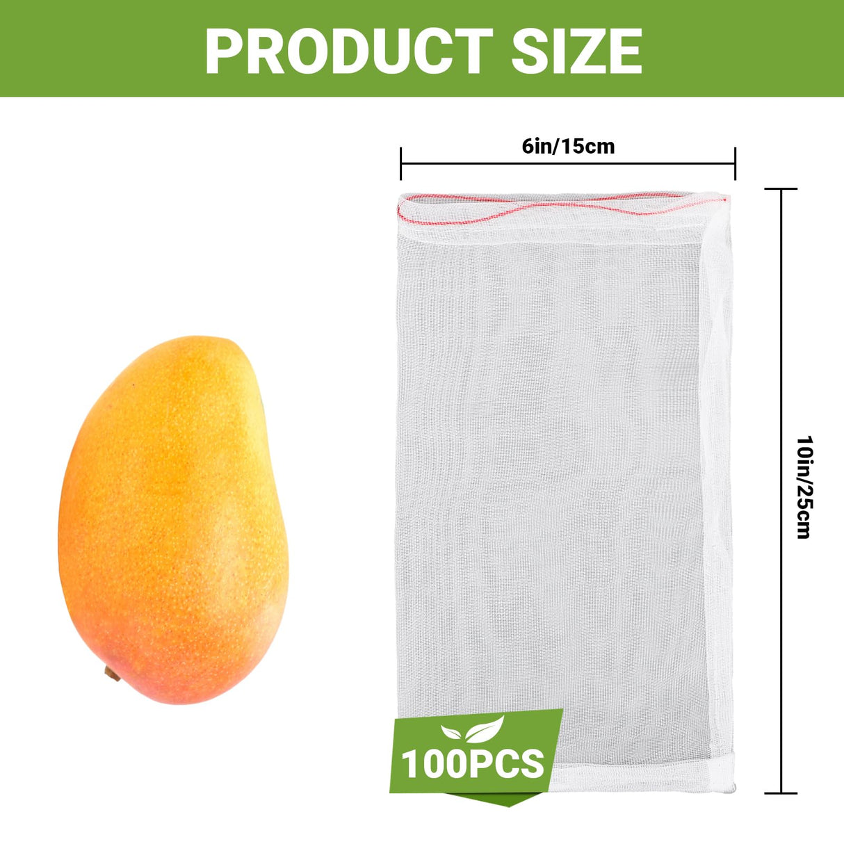 ENPOINT Fruit Bags for Fruit Trees, 100 PCS 6x10 Inch Fruit Protection Bags with Drawstring, Garden Netting Mesh Fruit Cover Bag for Grape, Tomato, Peach, Apple, Flower from Birds Bugs