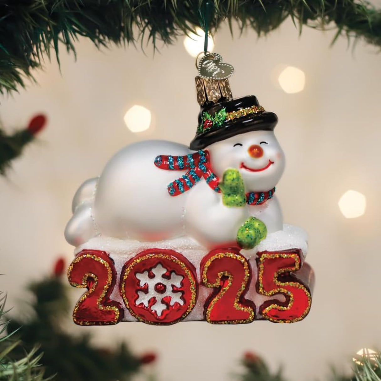 Old World Christmas 2025 Snowman Glass Blown Ornament for Christmas Tree, Handcrafted Holiday Decoration, Snowman Collection