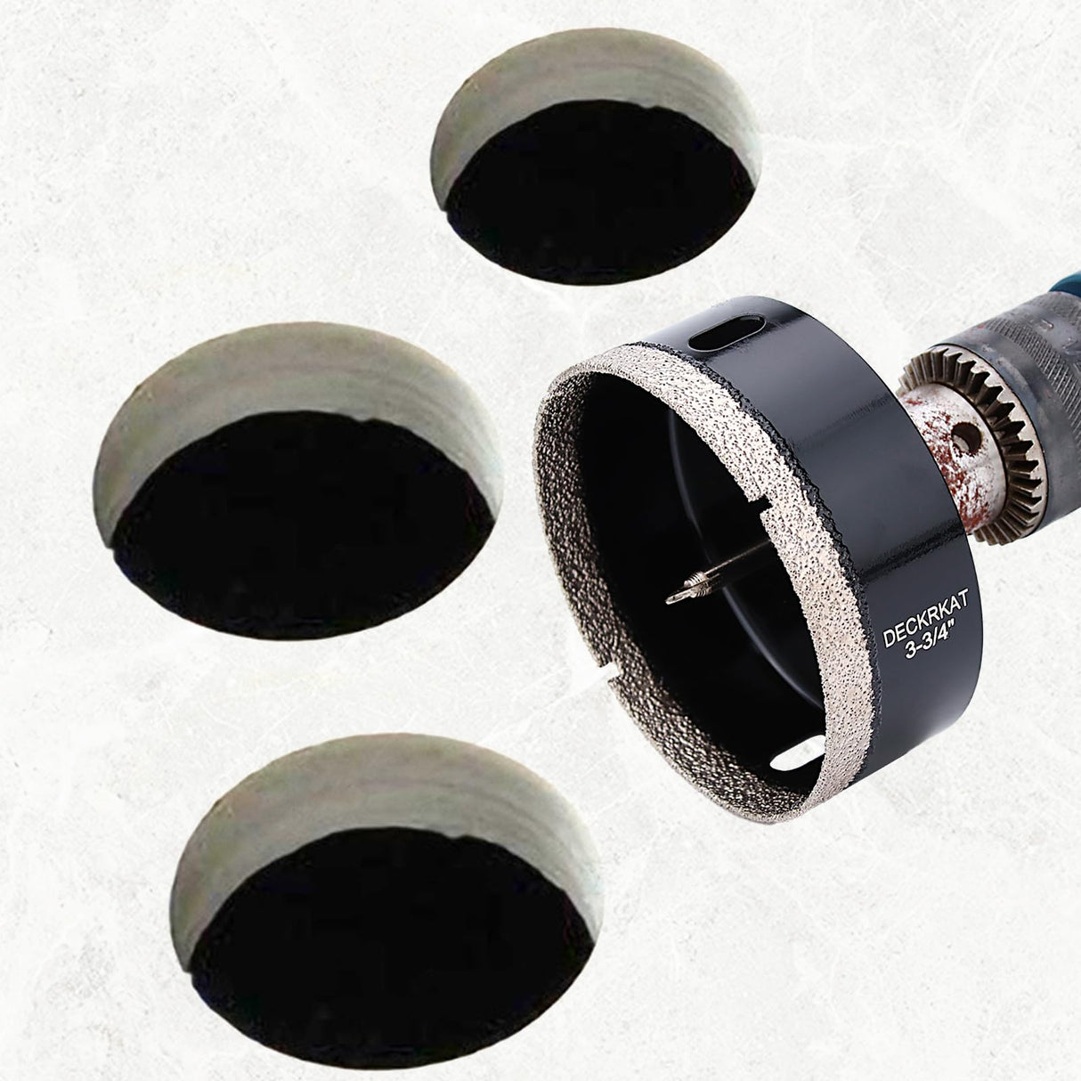 DECKRKAT 3-3/4"Diamond Hole-Saw Bits with Pilot Drill Bit - 3-3/4"Diamond Tipped Tile Hole Saws with Guiding Bit Accurate Drilling for Porcelain Tile Ceramic Pottery Granite Stone Glass Bottles 95mm