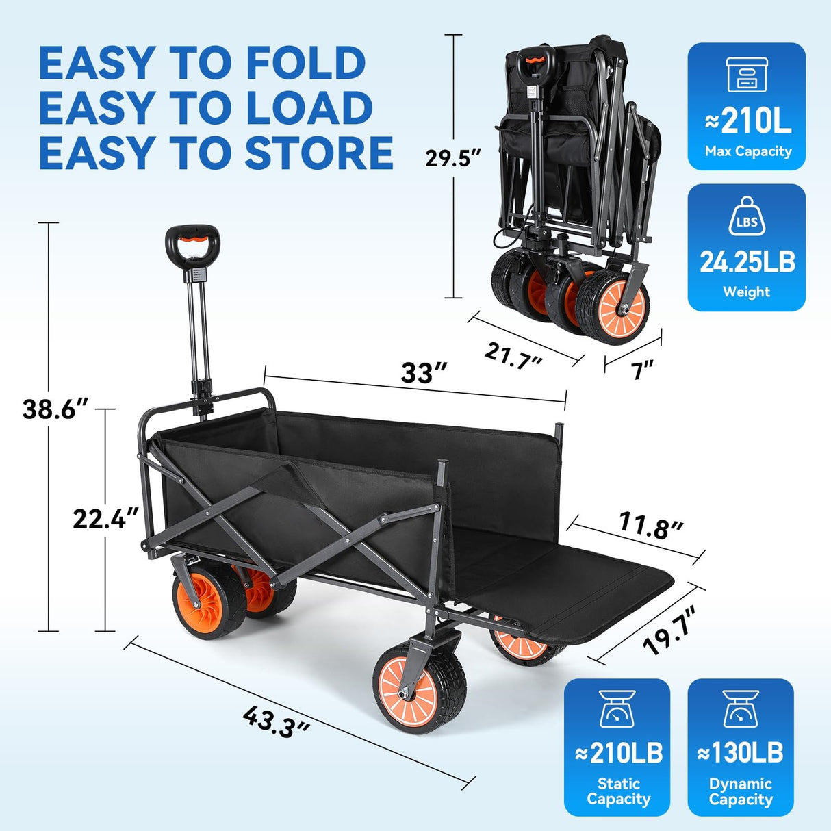 Sushar Electric Wagon Cart Foldable Heavy Duty with All Terrain Wheels, Power Assist Utility Wagon 340 lb Capacity Removable Battery for Beach Camping Garden, Black