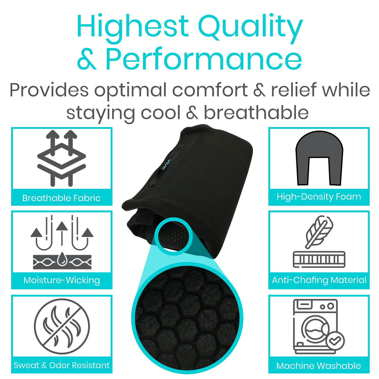 Vive Crutch Pads, Bag, & Hand Grips (5 PCS) - Crutches for Adults Armpit Padding, Hand Grips, Accessories Pouch - Soft Tips Medical Padded Handles, Accessories for Kids, Men, Women - Lightweight