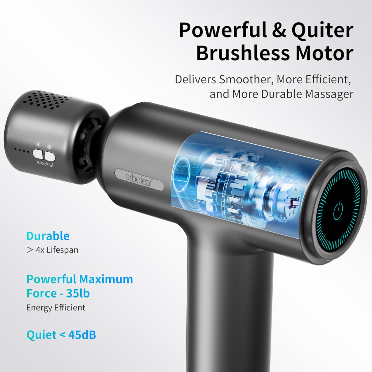 arboleaf Massage Gun with Heat and Cold, 6 Speeds Muscle Massage Gun Deep Tissue with Case, Powerful Percussion Massager for Home Gym Office Muscle Back Pain Relief, Gift