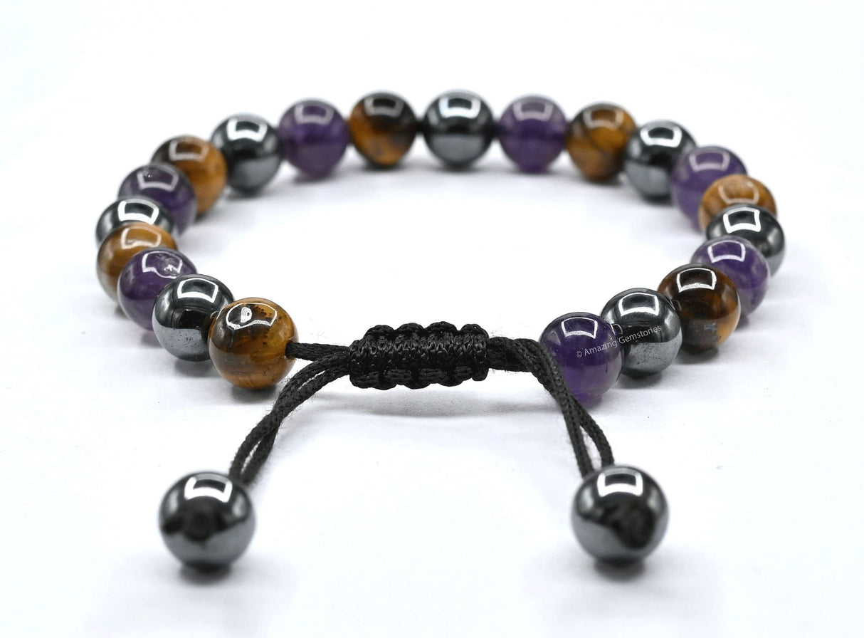 Amazing Gemstone Quit Smoking Cessation Quit Vaping Aid Bracelet - Hematite Tiger Eye Amethyst Bracelet Set for Men Women Healing Calming Anxiety Stress Relief Gifts Pulseras Para Hombres Mujer
