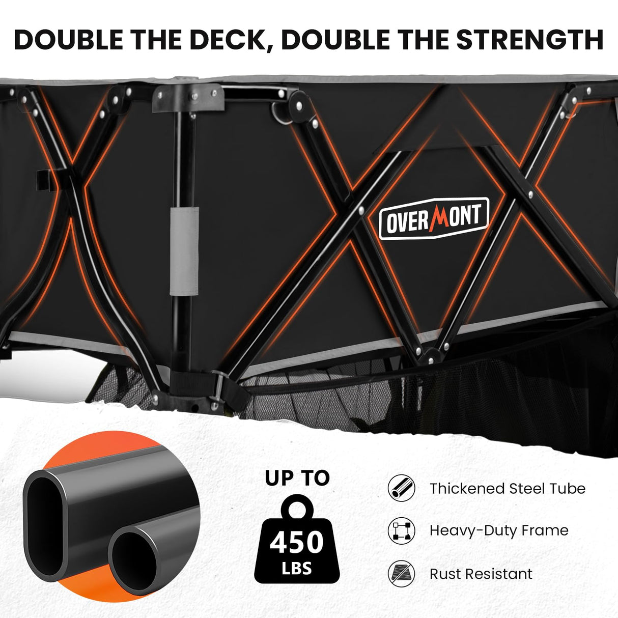 Overmont 400L Double Decker Wagon, 450 lb Capacity, 47.2 in Shelf