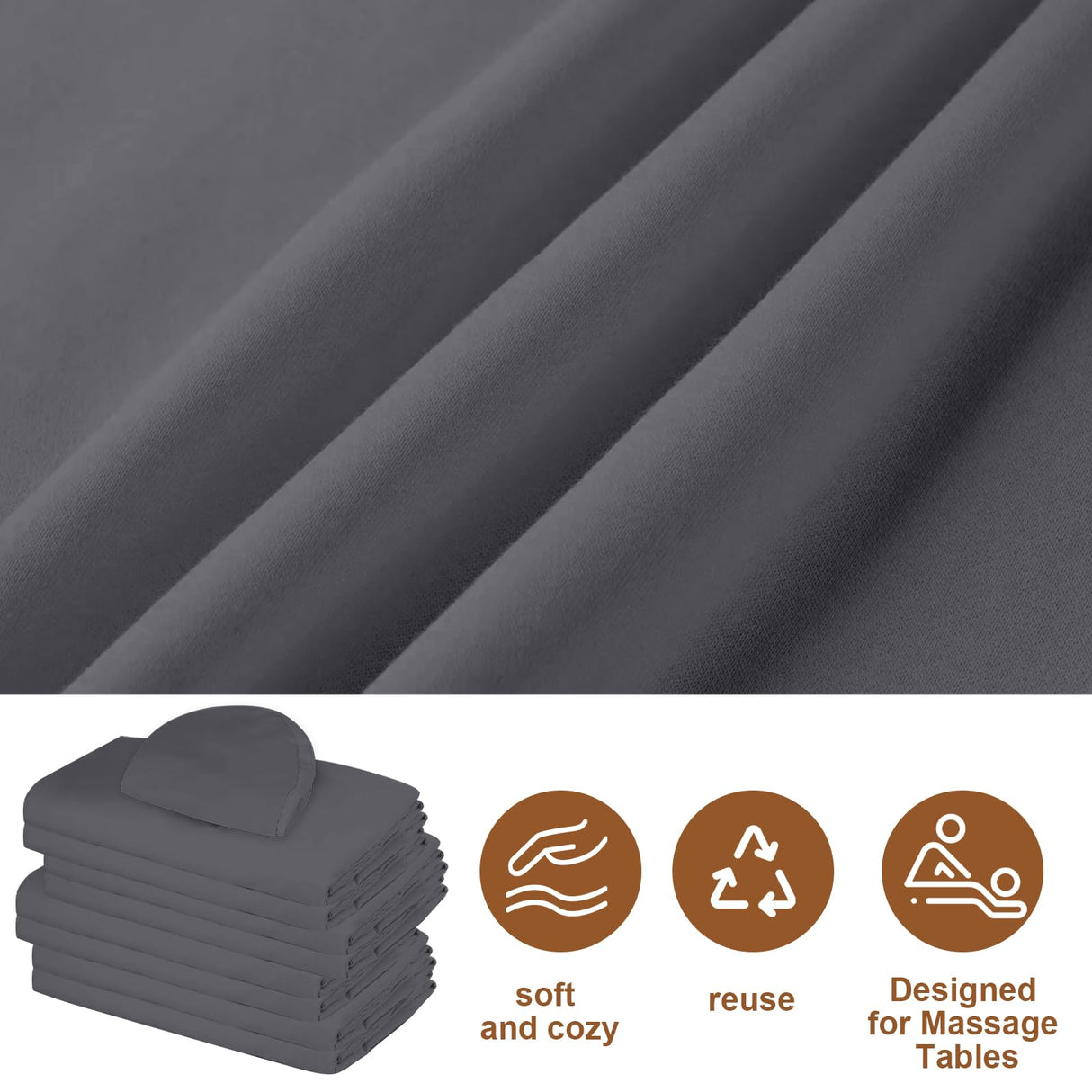 FUNLIYING 4 Sets Premium Microfiber Massage Table Sheets Set 3 Piece Set Includes Massage Table Cover Fitted Sheet and Fitted Face Rest Cover, Grey