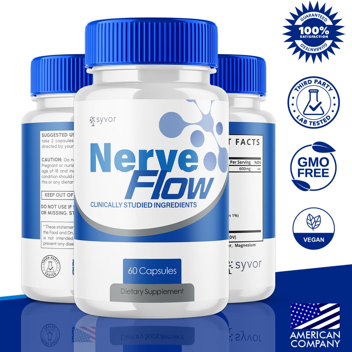 (2 Pack) Nerve Flow Capsules, Official Nerve Flow Pills Made with All Natural Ingredients, Maximum Strength NerveFlow Sciatic Support Supplement with Advanced Vitamins for Women & Men (120 Capsules)