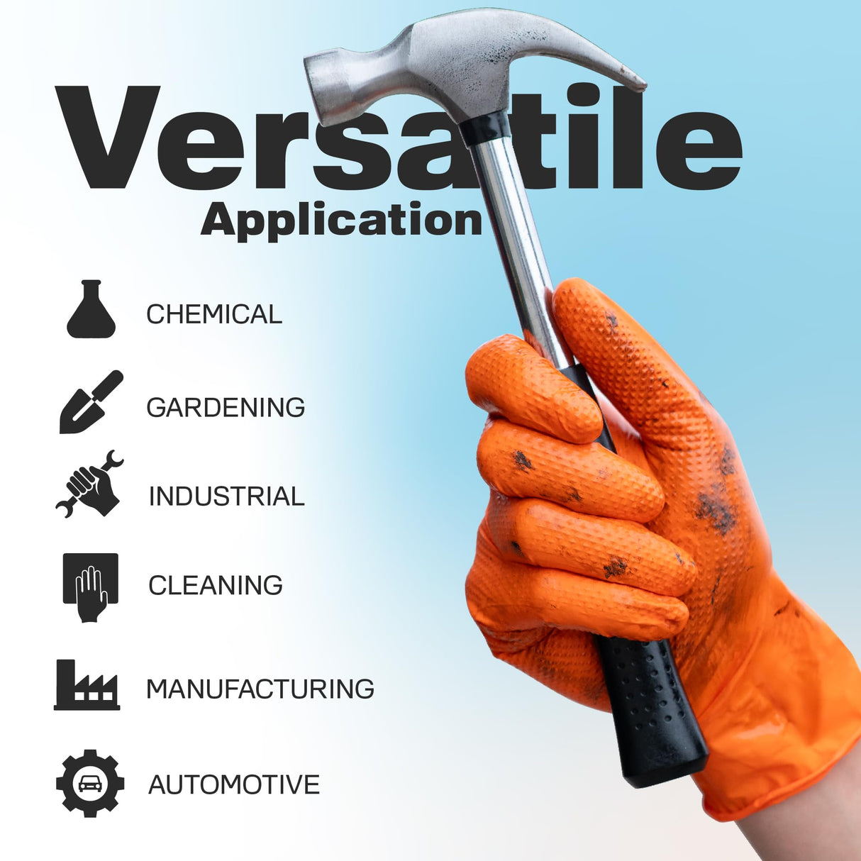 Raxwell Powder Free Nitrile Gloves - Puncture-Resistant Work Gloves with Grip - Heavy-Duty Protection for Mechanics - High-Visibility for Food Service & Medical Use - X-Large, Orange, Pack of 100