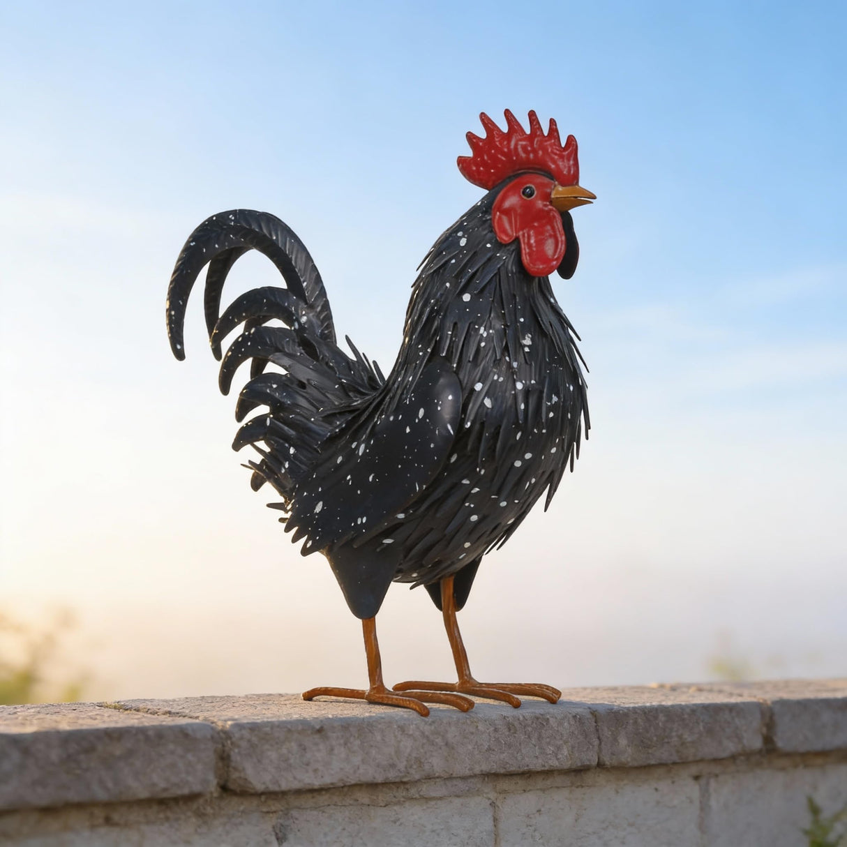 Ratuor Rooster Garden Statue Sculpture Metal Chicken Yard Decor Outdoor Figurines Patio Backyard Decoration (Black)
