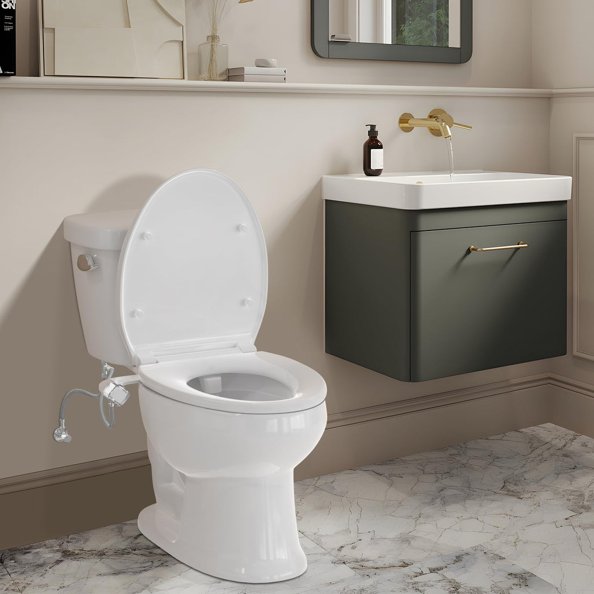 Shineforu Ultra-Slim Bidet Dual Mode Bidet Attachment for Toilet, Bidet Toilet Seat Attachment with Pressure Controls(Feminine/Posterior Wash),Easy to install Design Non-Electric Bidet