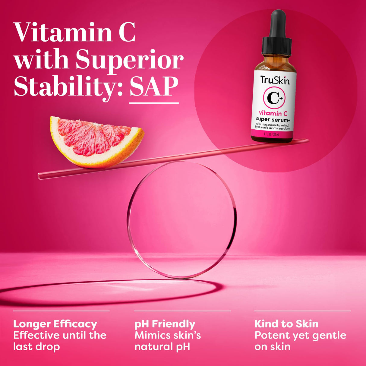 TruSkin Vitamin C Super Serum - Niacinamide, Retinol, Hyaluronic & Salicylic Acid - All-in-One Anti Aging Serum for Face – Improve Appearance of Dark Spots, Firmness for Brighter Looking Skin, 1 Fl Oz
