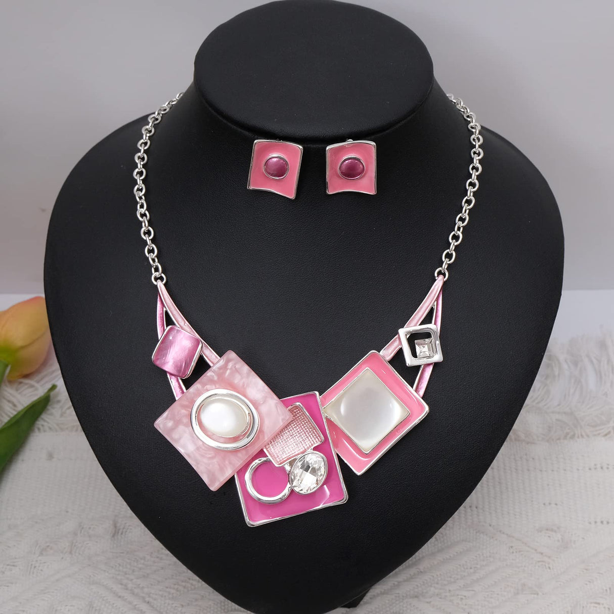 CSY Fashion Bohemian Statement Necklace Earrings Jewelry Set Women's Gifts