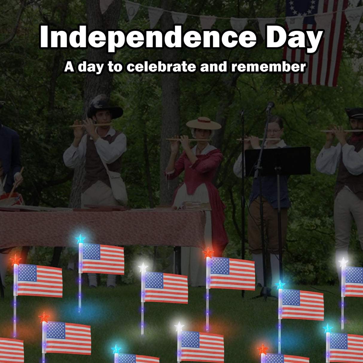 X-GiftKey 4th of July Decorations Outdoor American Flag Lights, 6-Pack Red White and Blue Solar Stars Lights with 6 USA Flags & 30LED,Bright Patriotic Pathway Lights for Memorial Day Yard Lawn Decor