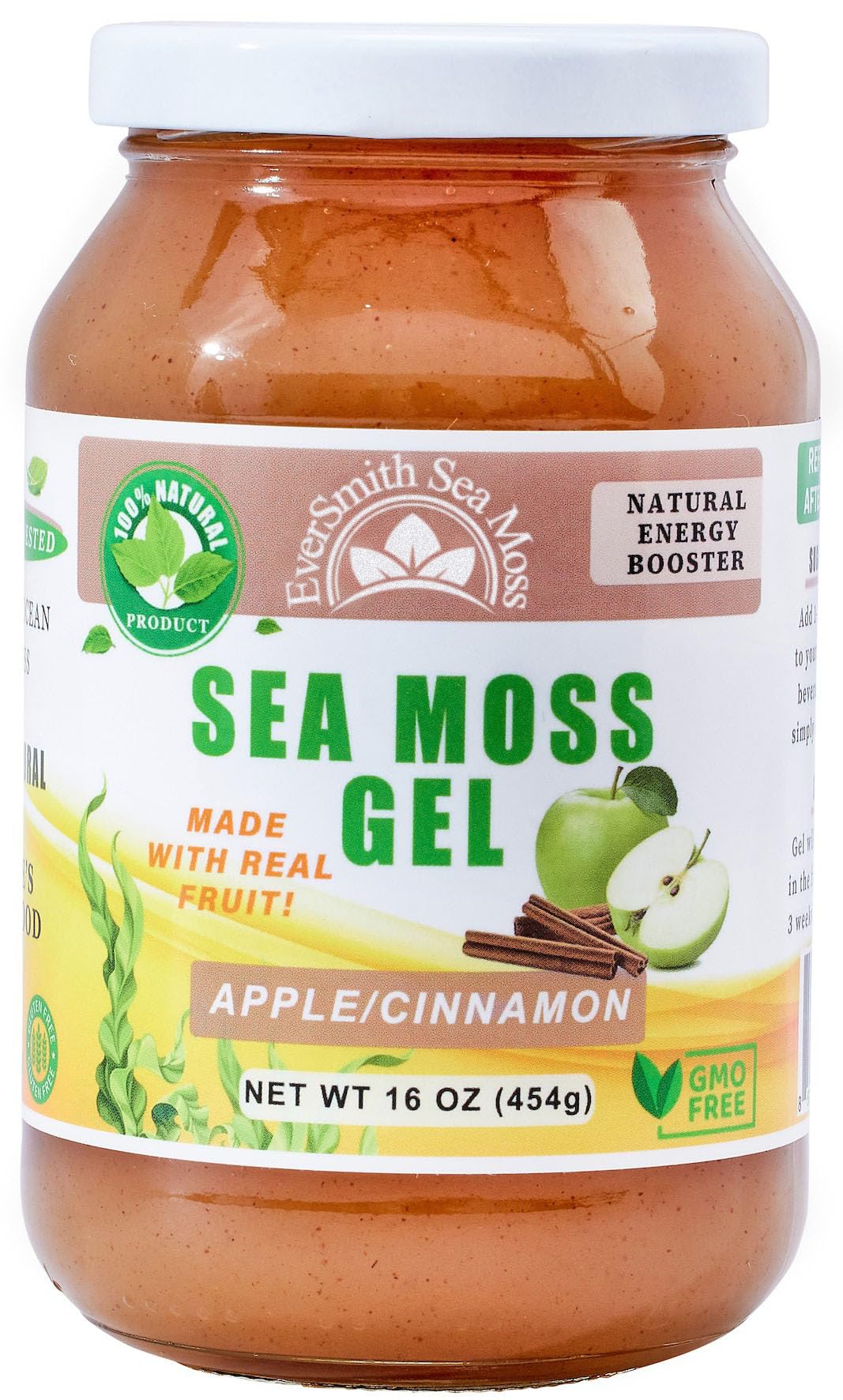 EverSmith Organics - Wildcrafted Irish Sea Moss Gel | Made in USA | Rich in Vitamins & Minerals | Sea Moss Gel Raw | Nutritional Supplement | Apple (16 oz)