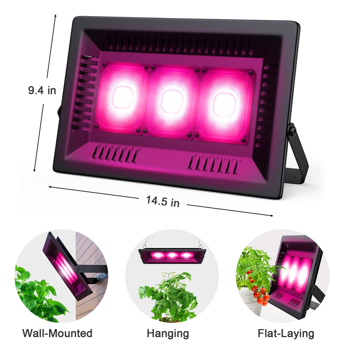 Vcycal Waterproof Plant Light, 450W Outdoor Grow Lights, Full Spectrum LED Grow Light, Height Adjustable, Silent, Heat Dissipation, for Indoor Outdoor Plant Seedling Growing Blooming Fruiting