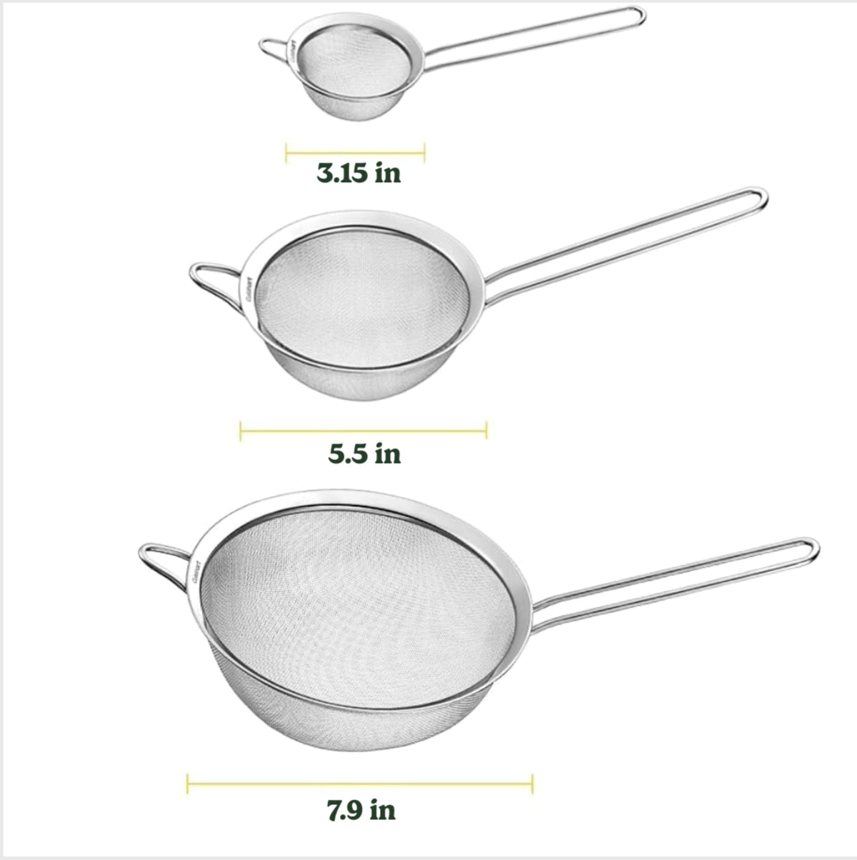 Cuisinart Mesh Strainers, Stainless Steel, Dishwasher Safe, 3-Count