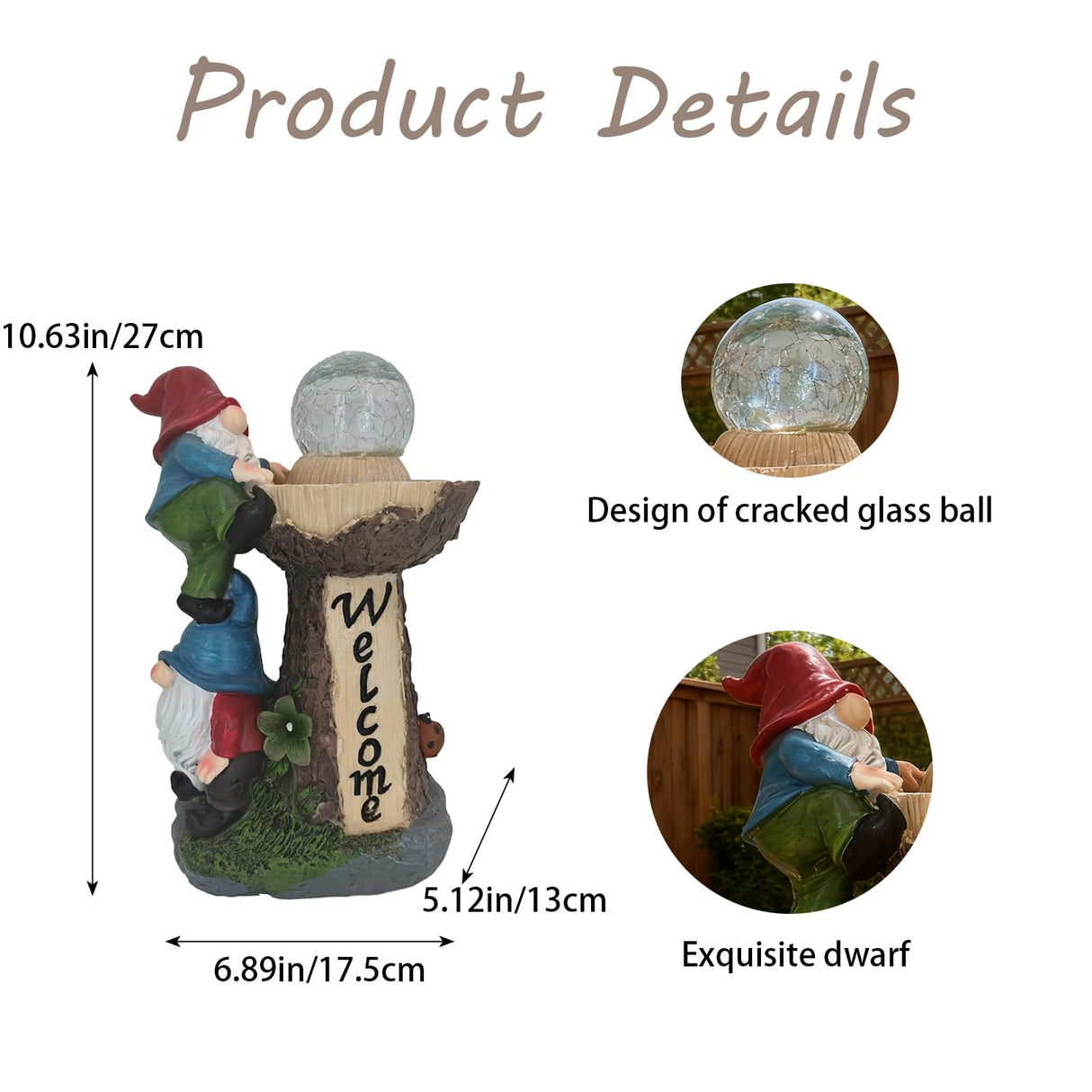 SAMPU Craft Solar Powered Garden Gnome Welcome Sign, Red