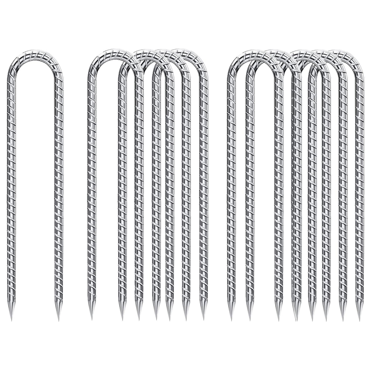 Rebar-Stakes-12-Inch-Galvanized, U Hook Trampoline Stakes 10 Pack Ground Anchors Tent Stakes Heavy Duty for Plants Anti-Rust Landscape Fabric Stakes Artificial Turf