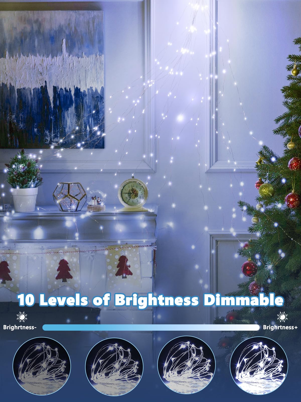 3 Pack Fairy Lights Battery Operated with Remote Control Timer, 26 FT 80 LED String Lights Outdoor Indoor, 8 Mode Twinkle Lights for Christmas Party Wedding Birthday Bedroom Décor (Cool White)