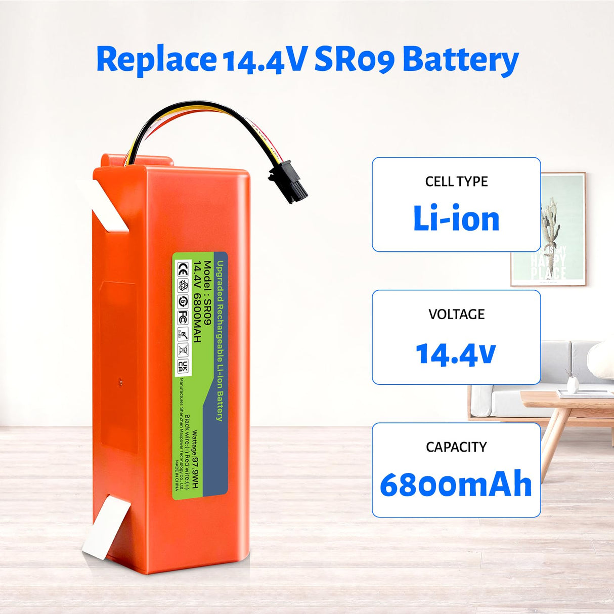 TQTHL Battery for Xiaomi Roborock S5, S5 Max, S50, S6, S6 MaxV, S7, Q7 Max V Ultra Pure, Q5 Q5 Max Q5 Pro, Brr-2p4s-5200s, Mijia 1st and 2nd Generation Robot Hoover(Not for Roborock Qrevo )