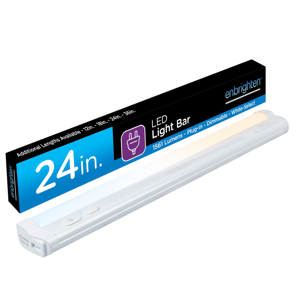 Enbrighten 24 inch Plug-in Under Cabinet Lights, 1561 Lumens, Five White Settings from (2700K-6500K), Full Range Dimmable, One-Touch Sync Control, Linkable Under Counter Lights for Kitchen 82786-T1