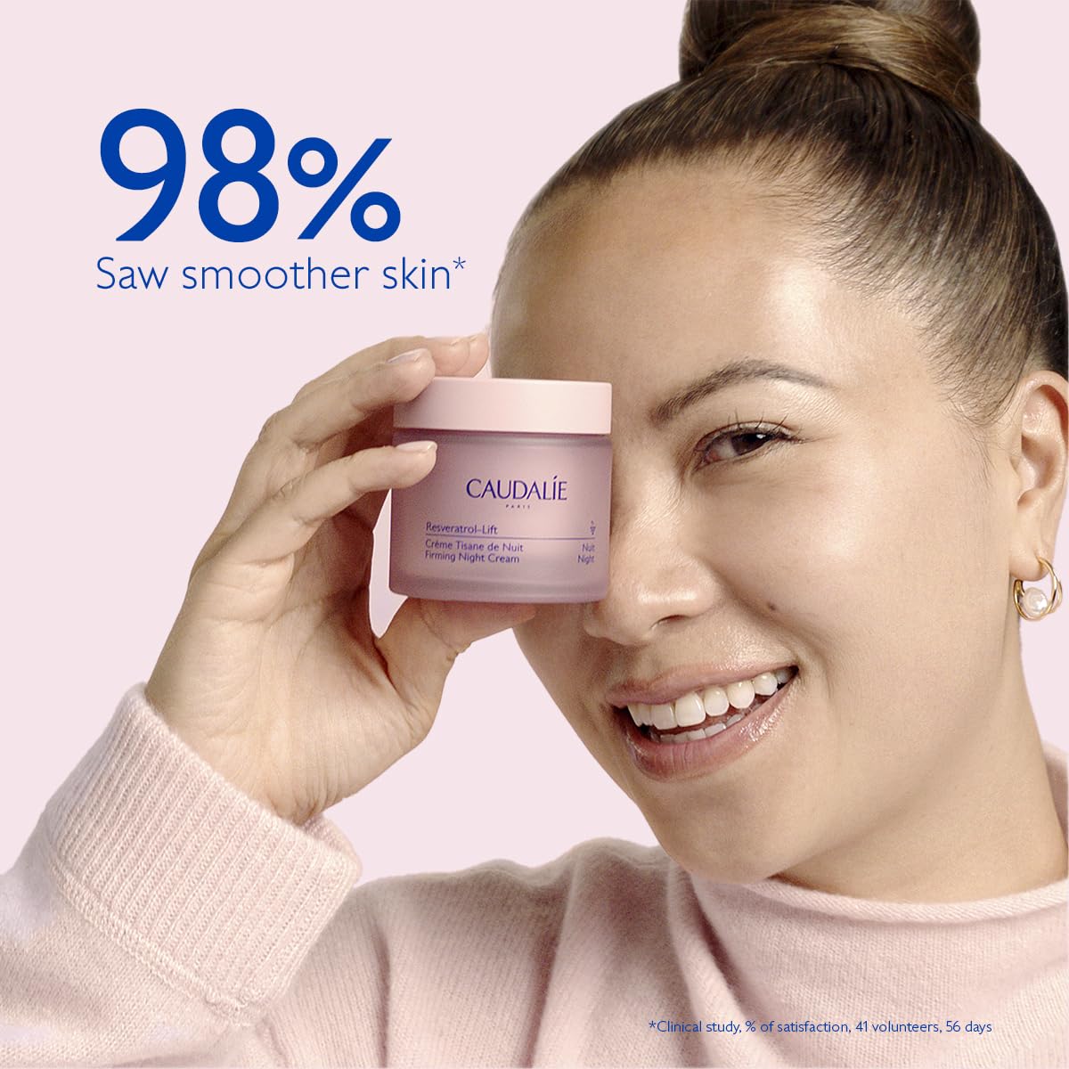 Caudalie Resveratrol-Lift Retinol Alternative Firming Night Cream Moisturizer, Refillable Jar 1.6 oz