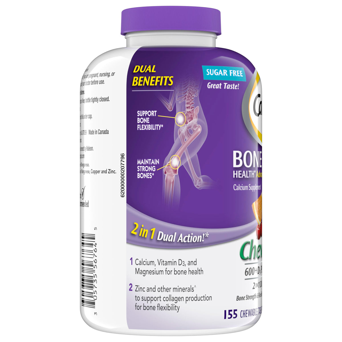 Caltrate Chewables 600 Plus D3 Vitamin D and Calcium Supplement, 155 count