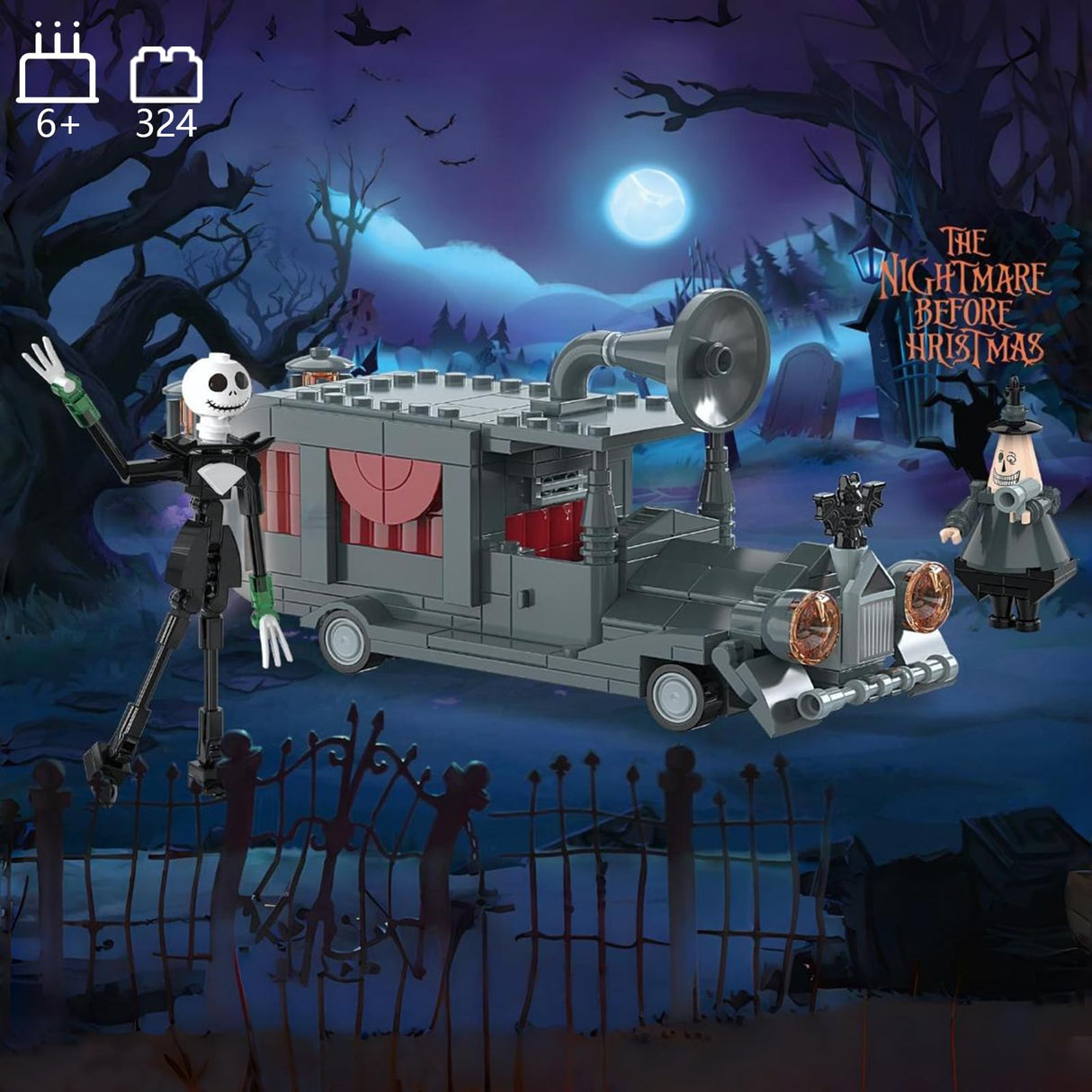 Spaciolo Horror Halloween Toy Building Set, Night Before Christmas Jack and The Mayor of Halloween Town, Mayor-Mobile, Creative Buildable Toy Kit Gifts for Movie Fans Friends Kids, 324PCS