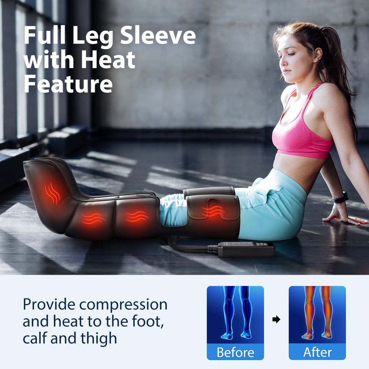 CINCOM Leg Massager with Heat and Compression, Air Compression Boots for Leg Calf & Foot Recovery, Edema Relief, FSA HSA Eligible