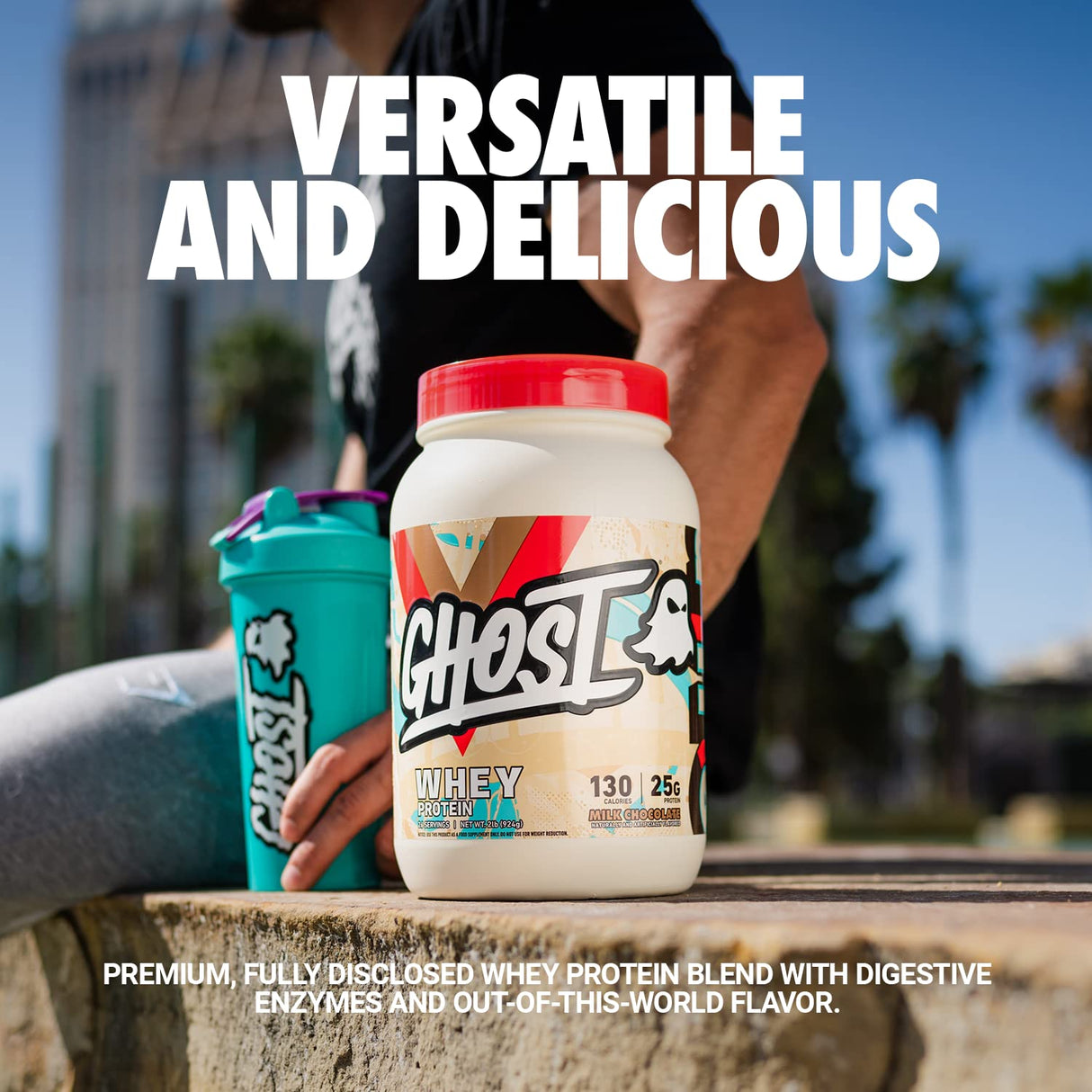 GHOST Whey Protein Powder, Milk Chocolate - 2LB Tub, 25G of Protein - Flavored Isolate, Concentrate & Hydrolyzed Whey Protein Blend - Post Workout Shakes - Soy & Gluten Free