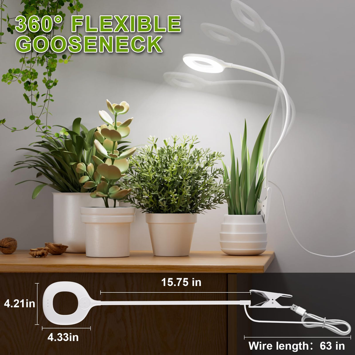 Clip On Full Spectrum LED Grow Light for Indoor Plants