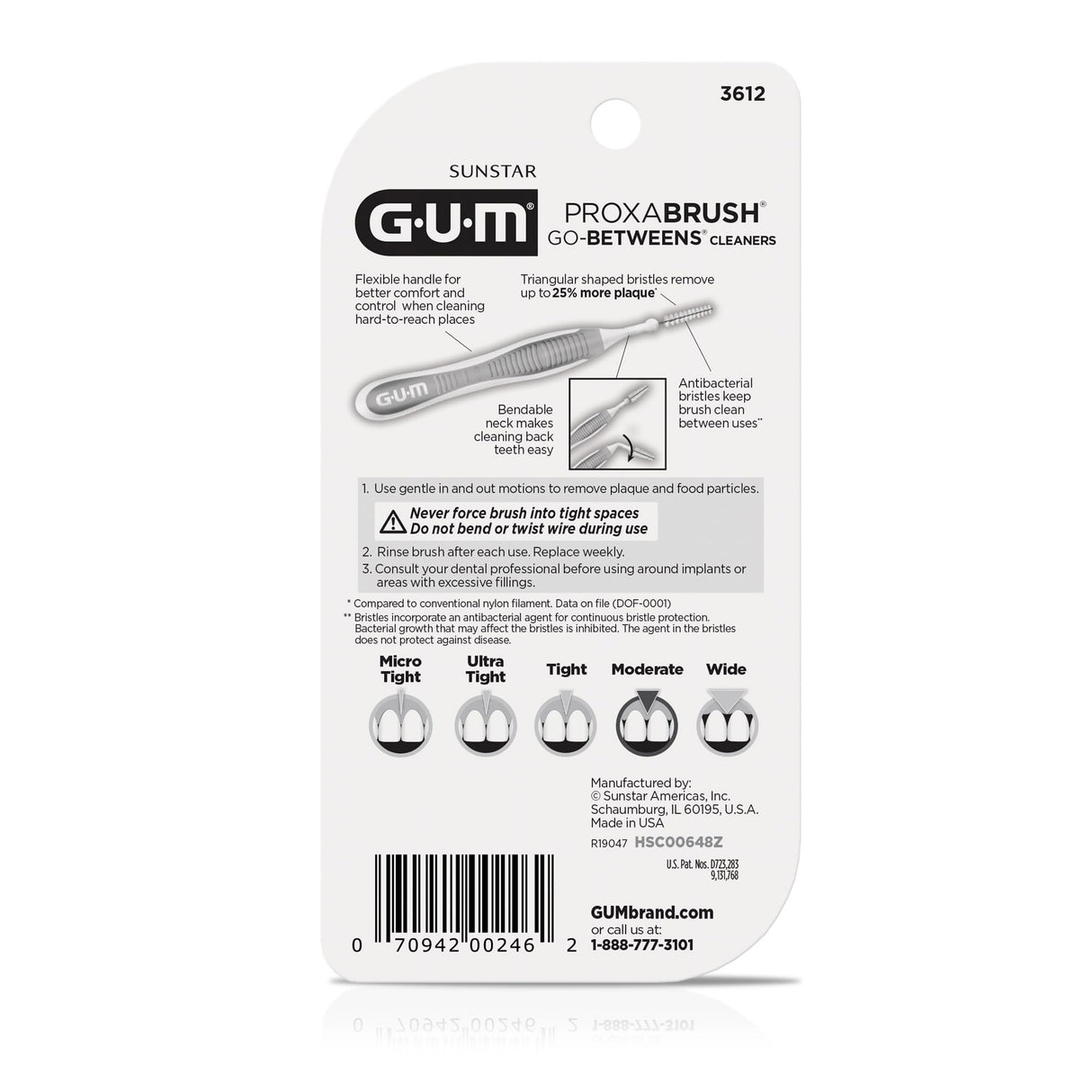 GUM Proxabrush Go-Betweens - Moderate - Interdental Brushes - Soft Bristled Dental Picks for Plaque Removal Health - Safe for Braces & Dental Devices, 10 Count (Pack of 4)
