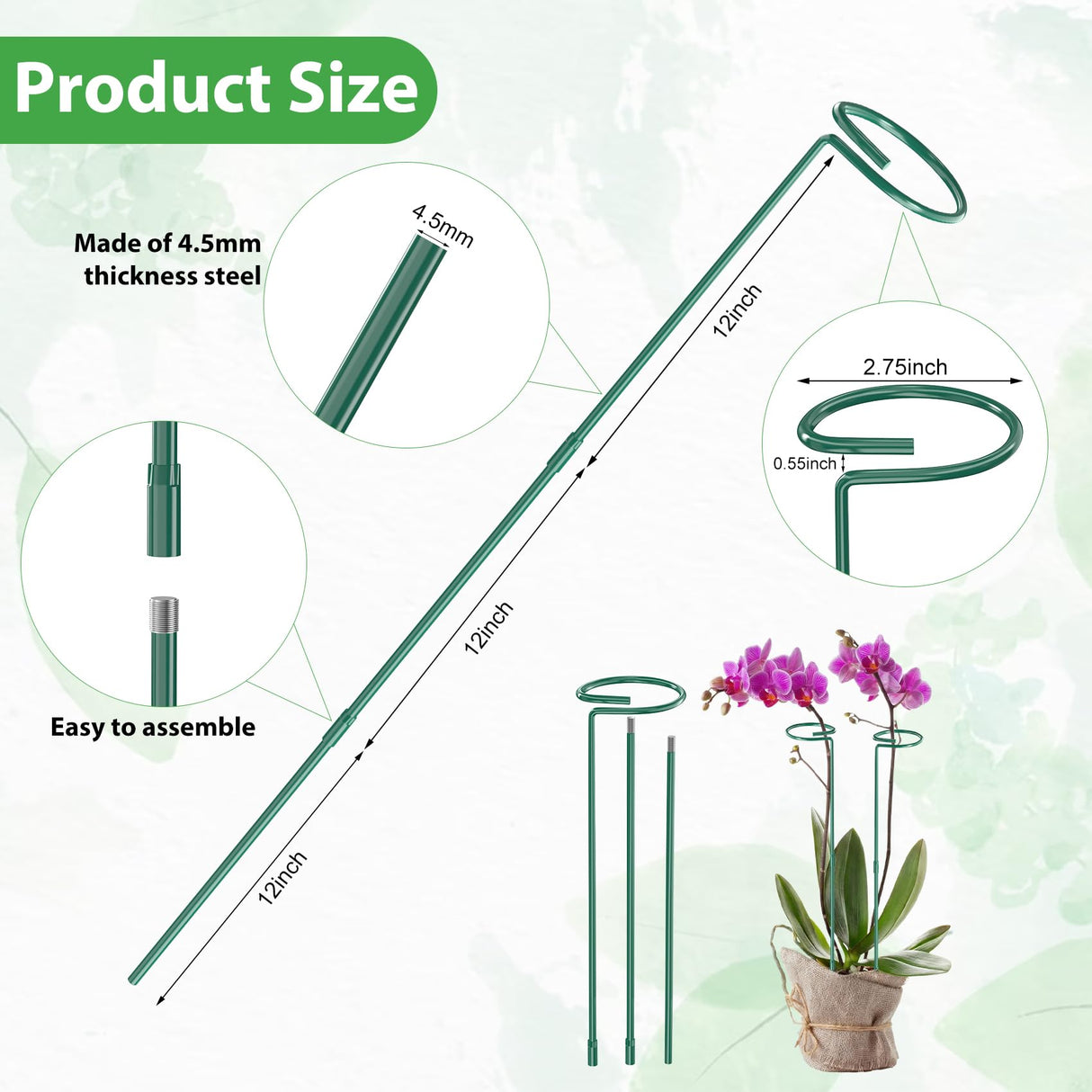 Unves 12 Pack Plant Support Stakes, 36 in Plant Stakes(36 or 24 or 12 Inch)