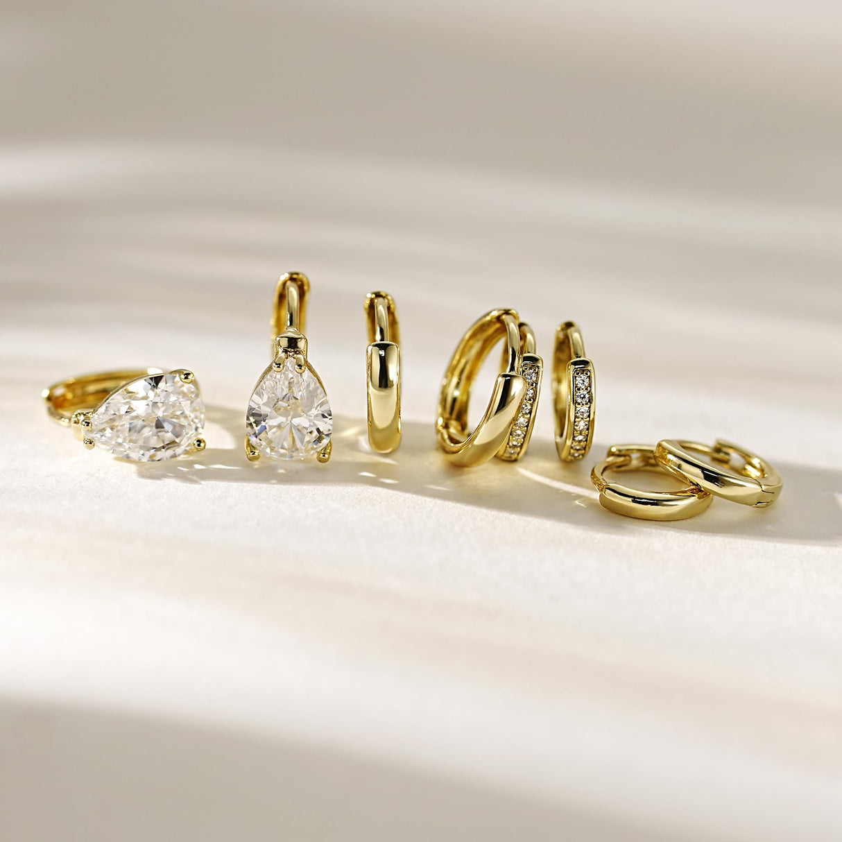 4Pairs Statement Small Gold Huggie Hoop Earrings for Women Trendy,Surgical Steel Gold Plated Hoop Hypoallergenic Earrings Set,Titanium Hoops Earring Stacks,CZ Cartilage Huggie Hoops Earring Gifts