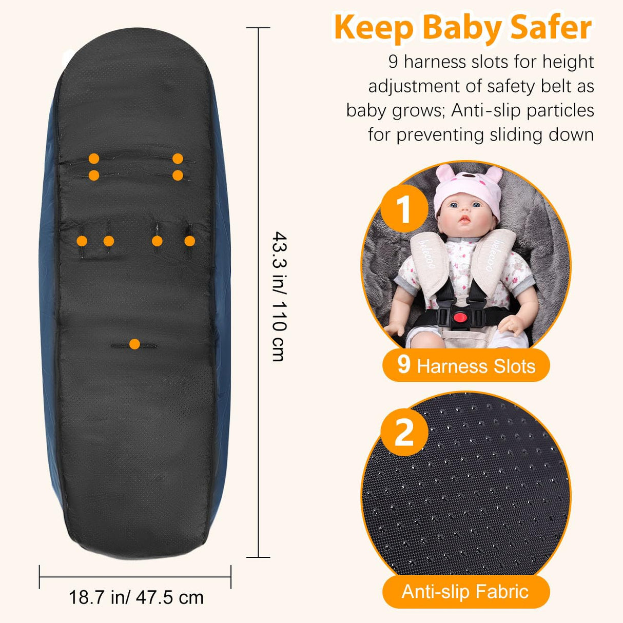 Zooawa Stroller Bunting Bag Universal, Waterproof Baby Stroller Footmuff, Christmas Gift Stroller Sleeping Bag for Cold Weather, Extra Thick, Fits 6-36 Months Baby, Dark Blue