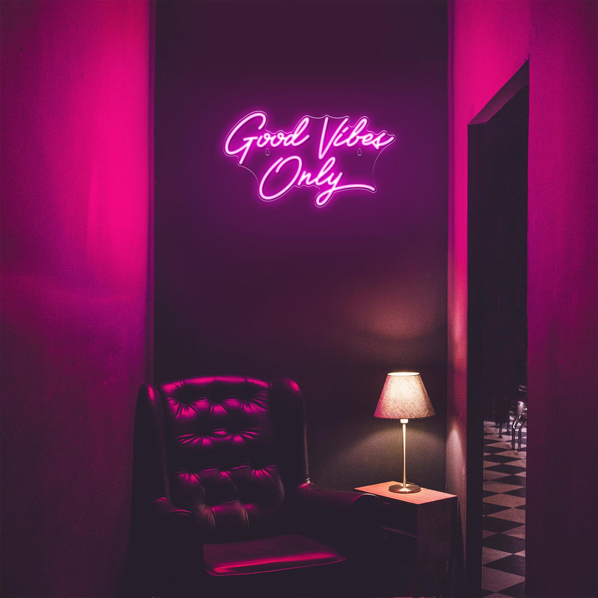 Kavaas Good Vibes Only Neon Signs for Wall Decor 17.7" x 9.9" | Pink Good Vibes Only LED Sign for Bedroom, Party, Bar, Salon - Best Gifts for Birthday, Christmas