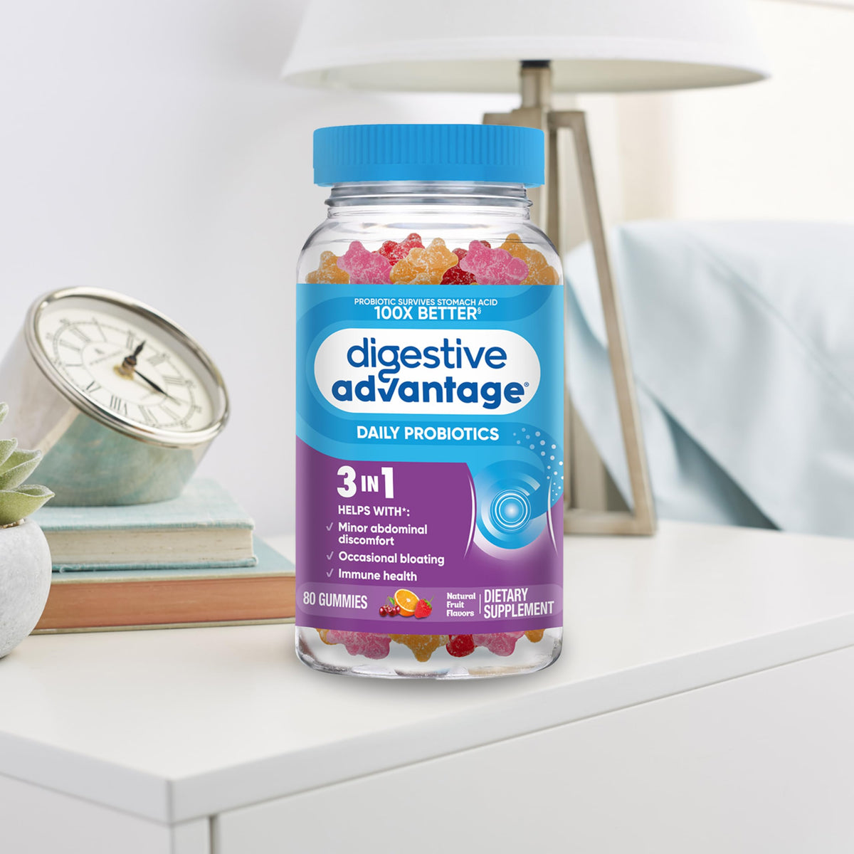 Digestive Advantage Daily Probiotic, Natural Fruit Flavor - 80ct Gummies