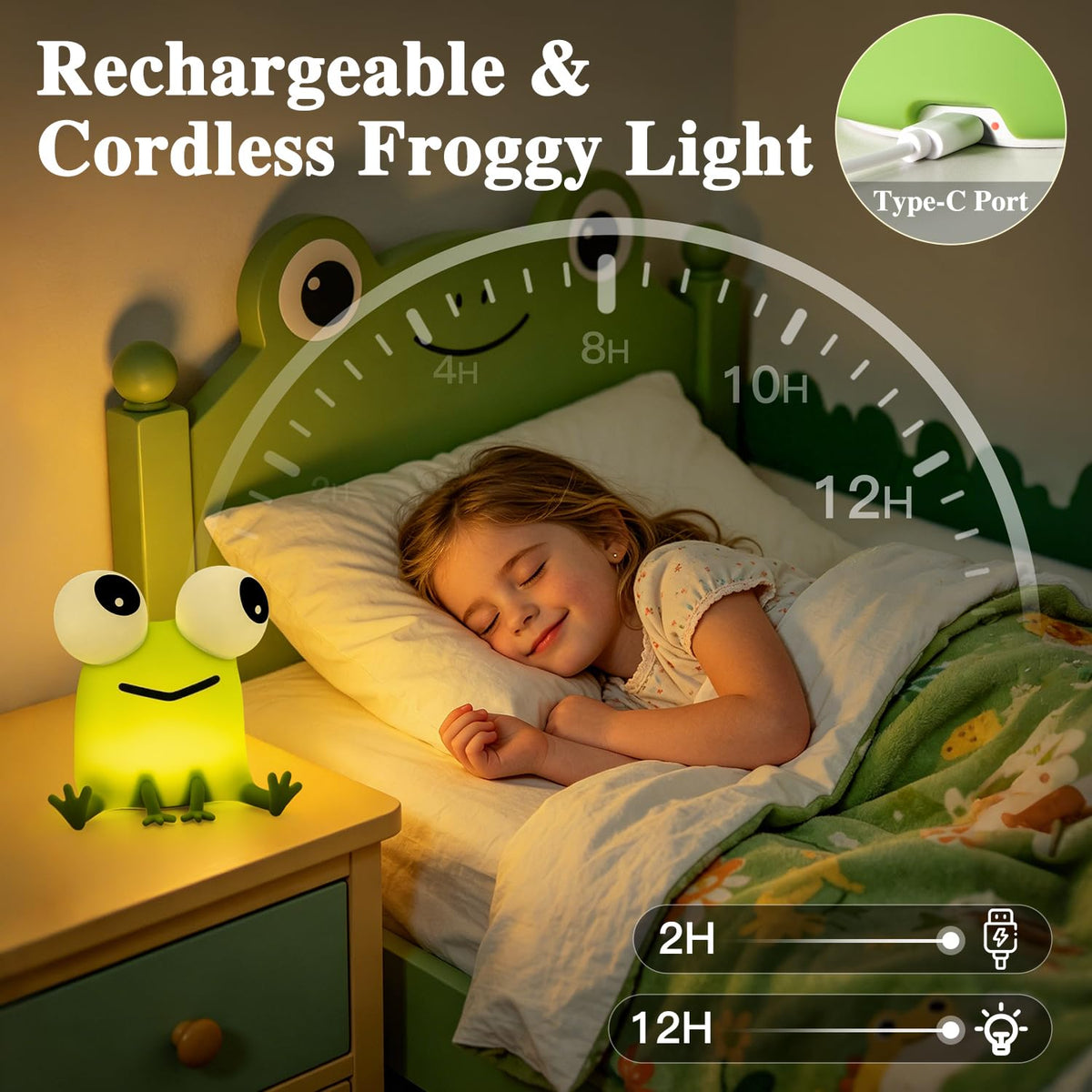 Big-Eyed Frog Lamp Funny Gifts, 3 Dimming+Silicone Random Stuff, Touch+Timer+Rechargeable Night Light, Unique Cool Lamp Weird Stuff Cool Things, Cute Gag Gifts Frog Gifts for Kids, Teens, Adults