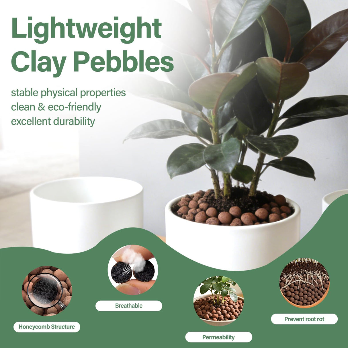 Halatool 4LB Leca Balls for Indoor Plants, 4-16mm Clay Pebbles for Drainage