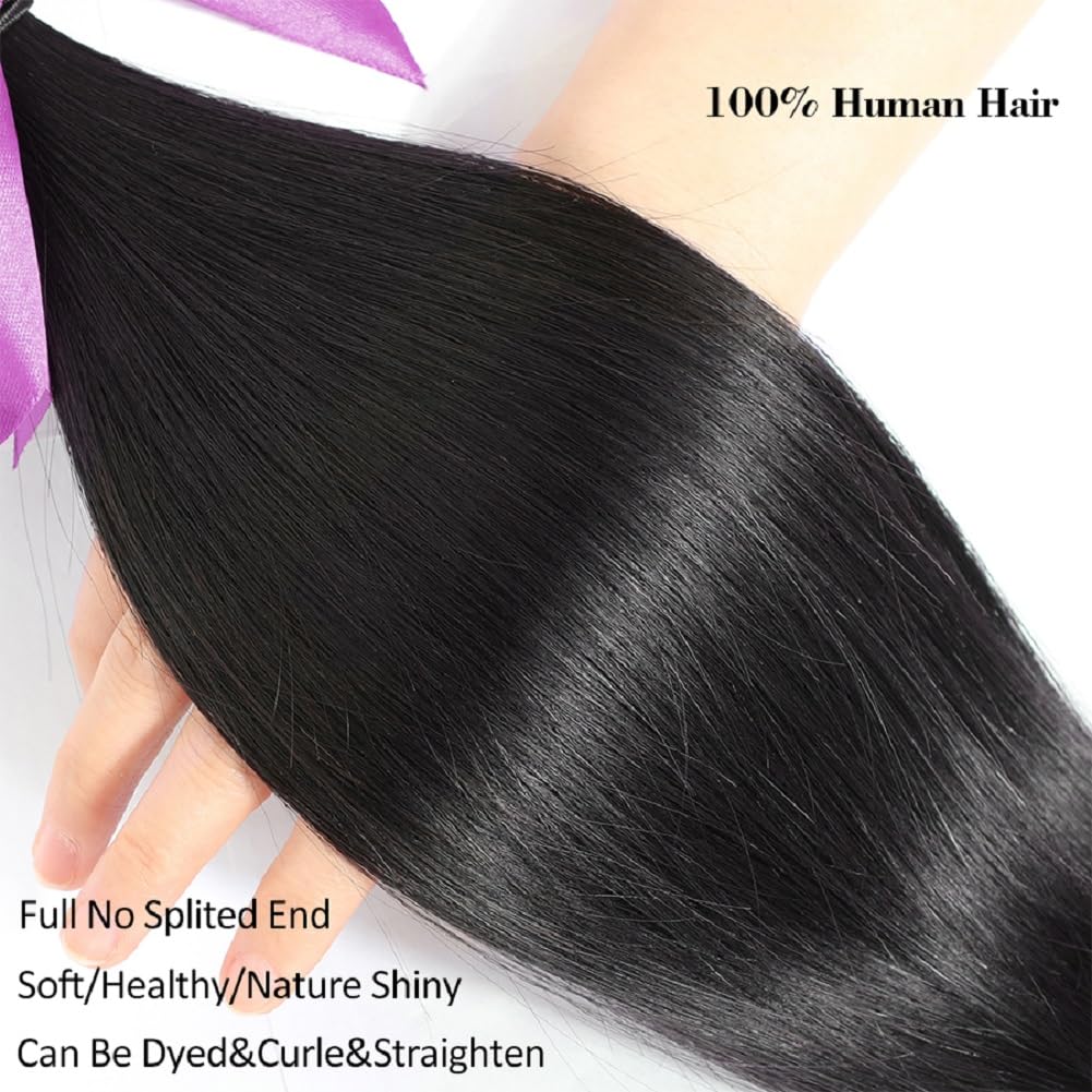12A Straight Human Hair Bundles 18 20 22 24 Inch 100% Unprocessed Virgin Hair Double Weft Remy Straight Weave Hair 4 Bundles Natural Black Deals