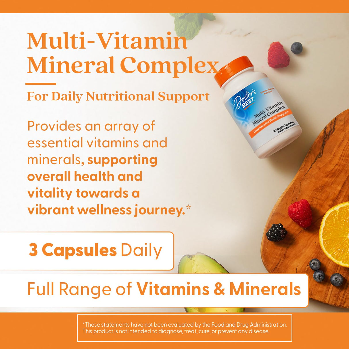 Doctors Best Multi-Vitamin Mineral Complex, Comprehensive Health Support, Non-GMO, Gluten Free, Vegan 90 Veggie Capsules