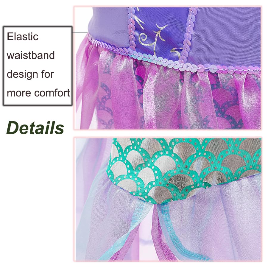 Little Girls Princess Mermaid Costume for Girls Dress Up with Accessory for Christmas Birthday Party Supplies