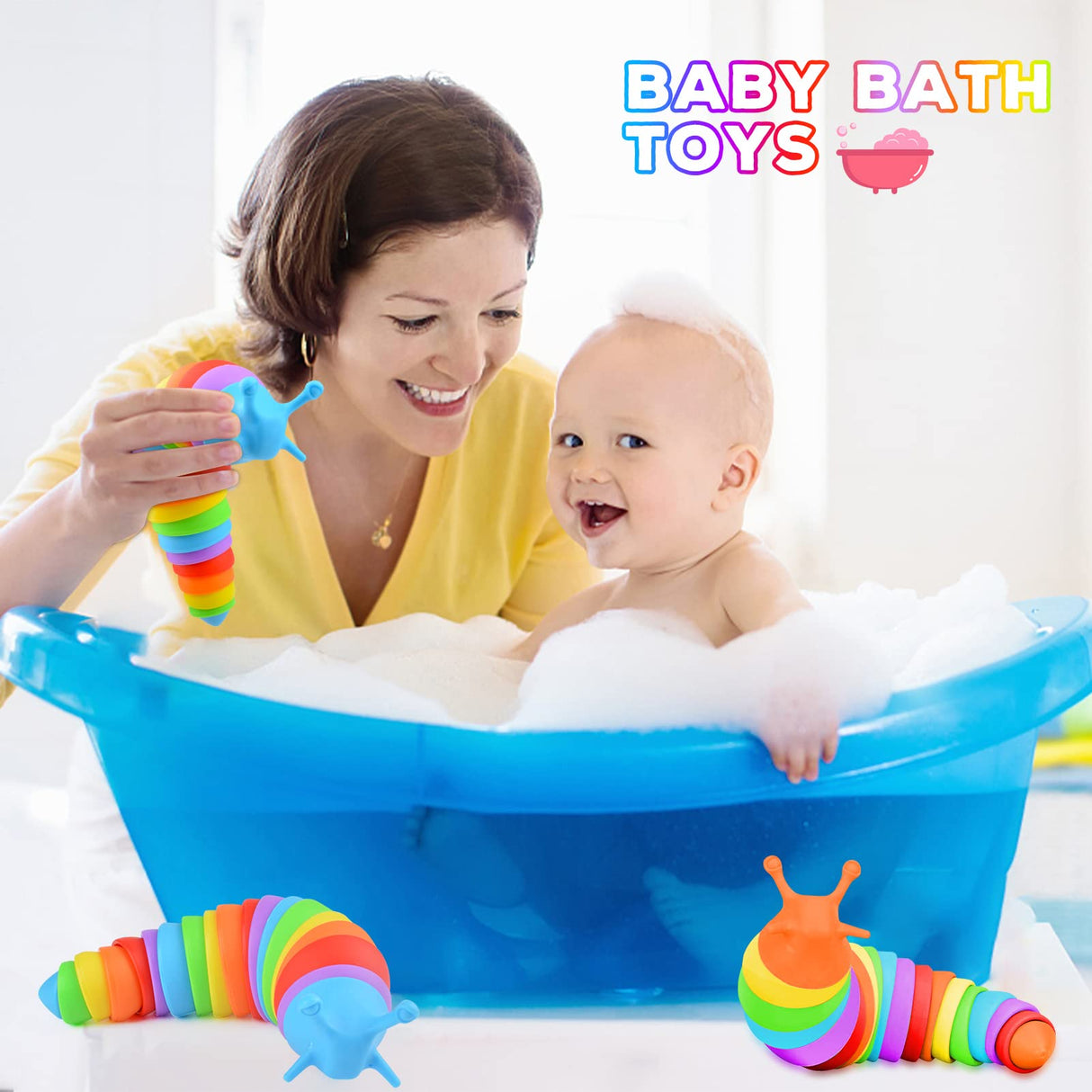 Cevioce Fidget Slug Toy, Sensory Slug Fidget Toy for Kids & Adults, 2 PCS Cute 3D Articulated Sensory Toys - Can Be Spliced, Safe|Exercise Wrist Strength & Stress Relief, Great Gift for ADHD Autism A