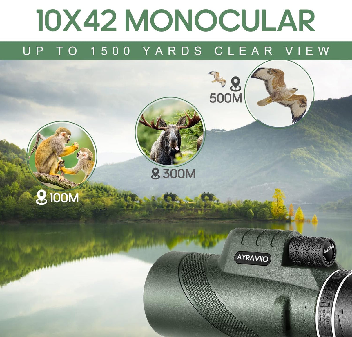Birthday Gifts for Men Dad Him Husband Teen, 10x42 Compact Monocular Telescope, High Powered FMC & BAK4 Scope, Gifts for Christmas, Outdoors Survival Hiking Gear for Adventure