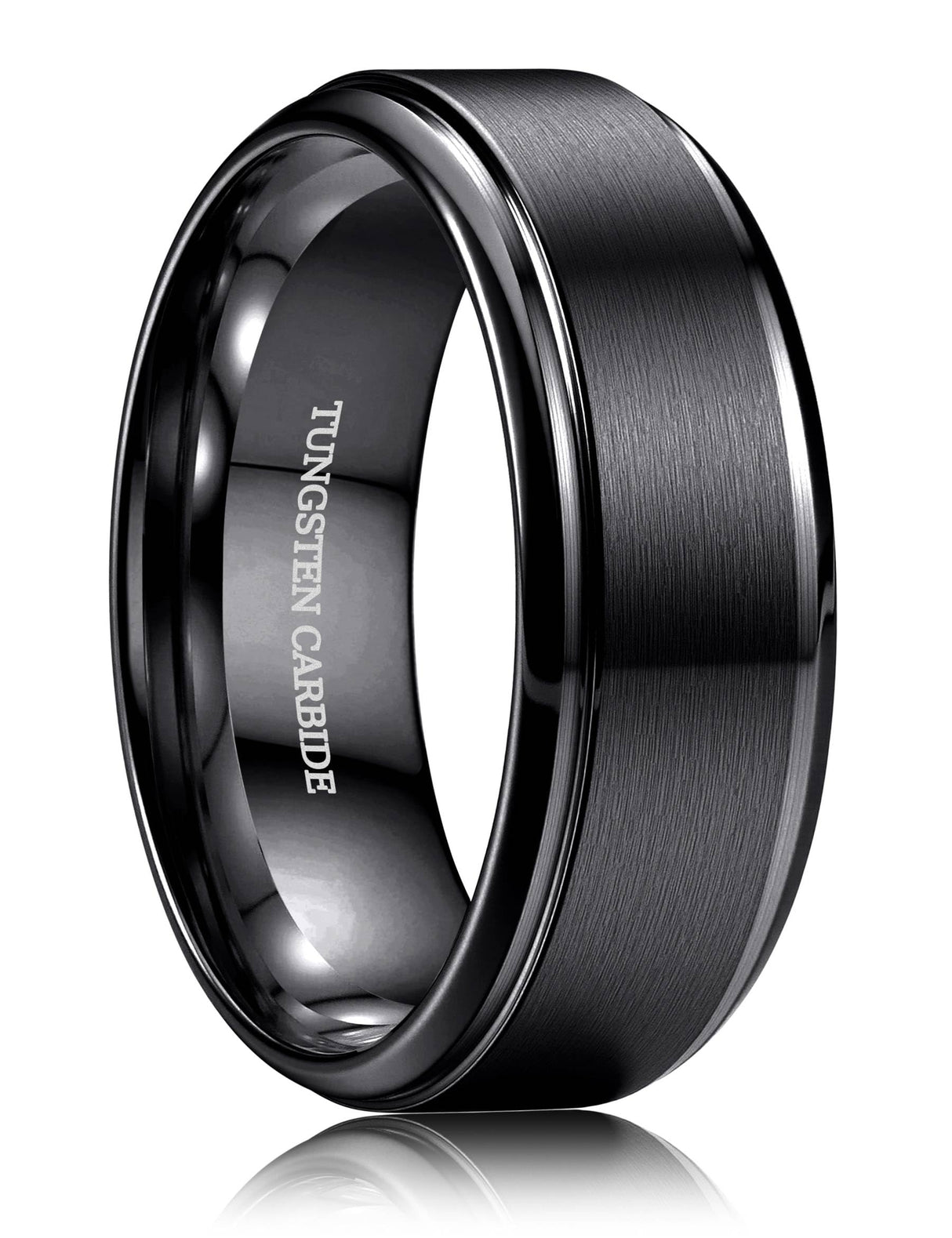 Jstyle 8MM Tungsten Wedding Band Ring for Men Black Rings Size 9.5