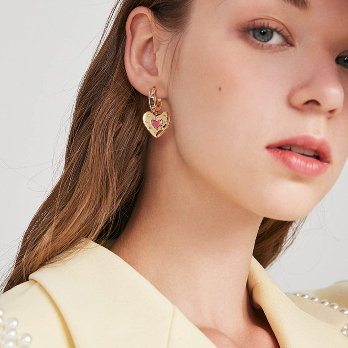 Ornaland Gold Heart Star Earrings Charms for Women Personalized Dangle Hoop